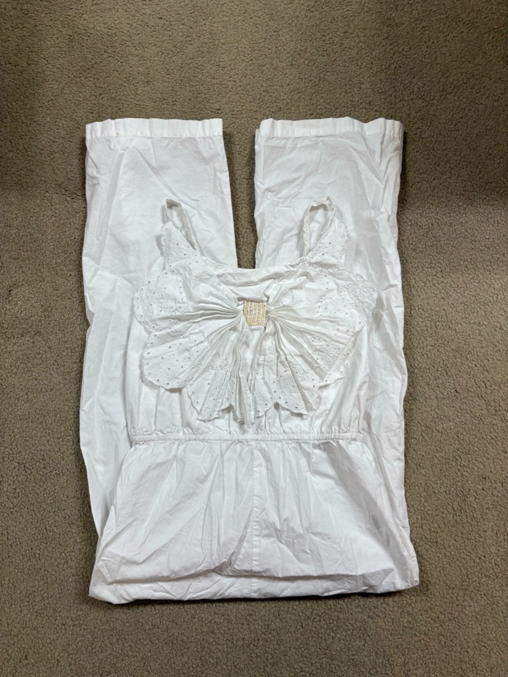 Zara White Eyelet Bow Kids One-Piece Romper 13-14 years